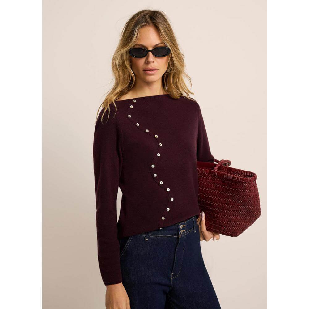 Mint Velvet Burgundy Cotton Blend Knit Top
